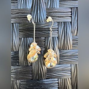 Vintage Swarovski Crystal Iridescent Crystal Cluster Drop Earrings